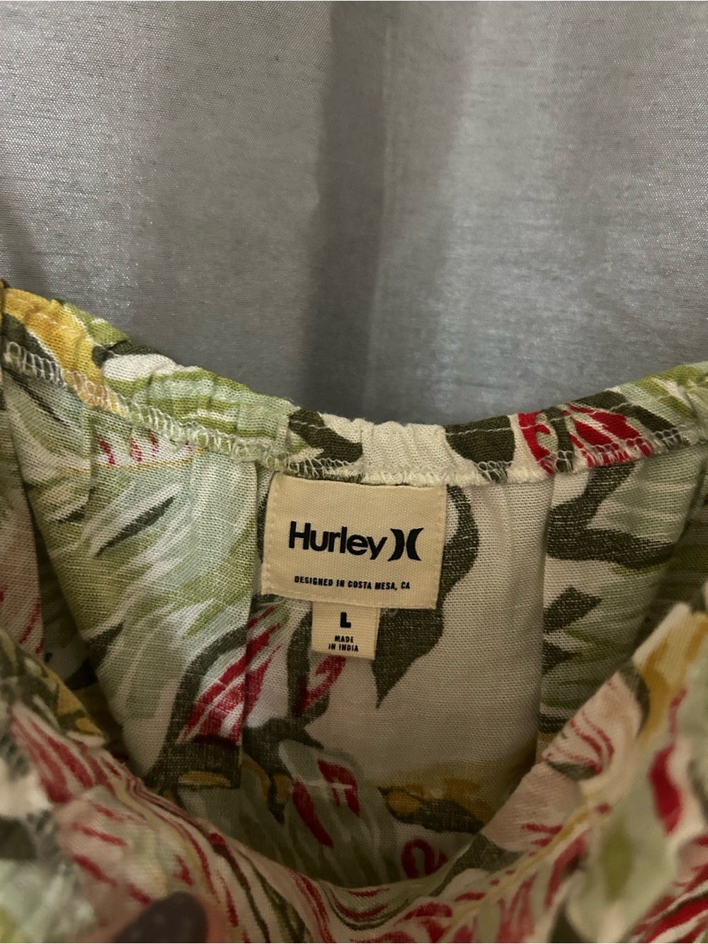 Hurley White Floral Tank Top with Pink & Green Print - Picture 2 of 3